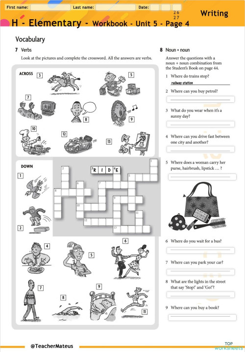 2 - Elementary Workbook - Unit 5 - Page 4 - Writing. Interactive ...