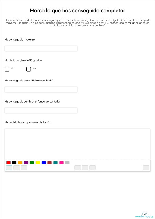 Marca lo que has conseguido completar. Ficha interactiva | TopWorksheets