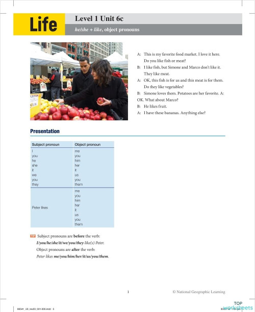 Neo Cursos Life 1 Unit 6c. Interactive worksheet | TopWorksheets