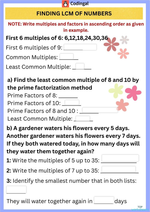 M_G05M05L08_WA03_Finding the Least Common Multiple (LCM). Interactive ...