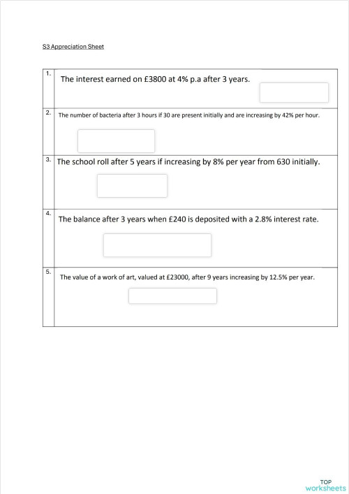 Appreciation. Interactive worksheet | TopWorksheets