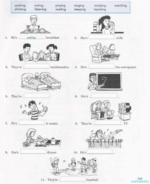 Present Continuous. Interactive worksheet | TopWorksheets