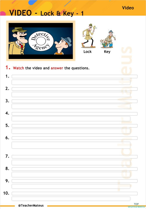 VIDEO - Lock and Key 1 - TM0407. Interactive worksheet | TopWorksheets