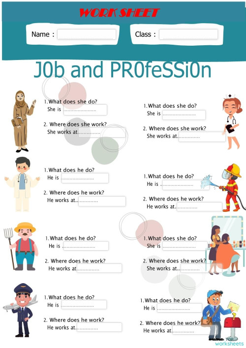 JOB AND PROFESSIAN 2. Interactive worksheet | TopWorksheets