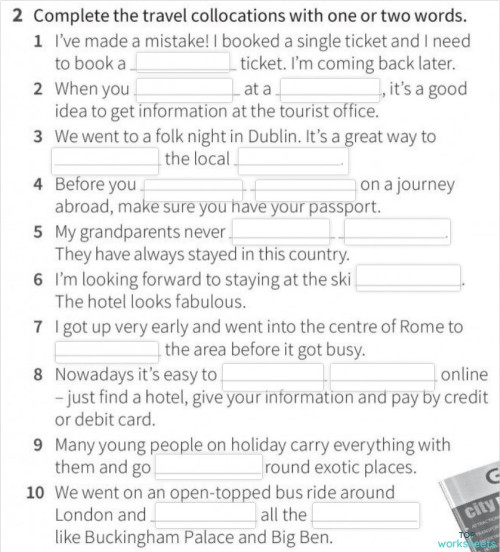 Homework Unit 6.1 Travel and holidays. Interactive worksheet ...