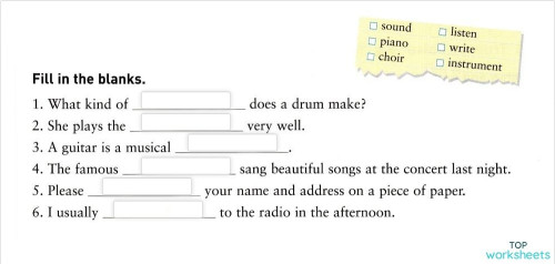 making music. Interactive worksheet | TopWorksheets