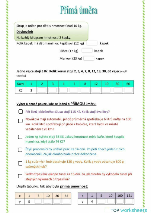 Interactive worksheets and online exercises in czech | TopWorksheets