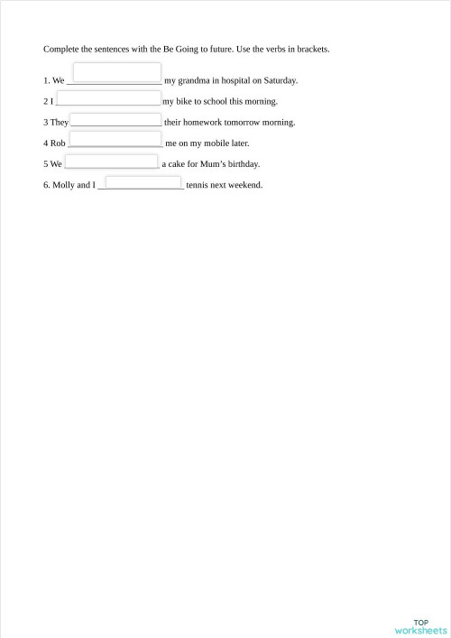 Exercise 3 page 122 Be going to future negative form. Interactive ...
