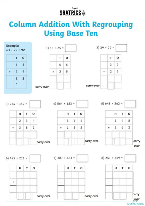 Addition DDD. Interactive worksheet | TopWorksheets