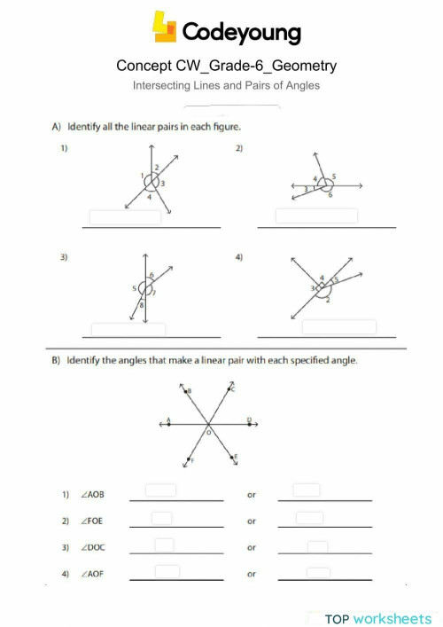 Intersecting Lines and Pairs of Angles Concept CW. Interactive