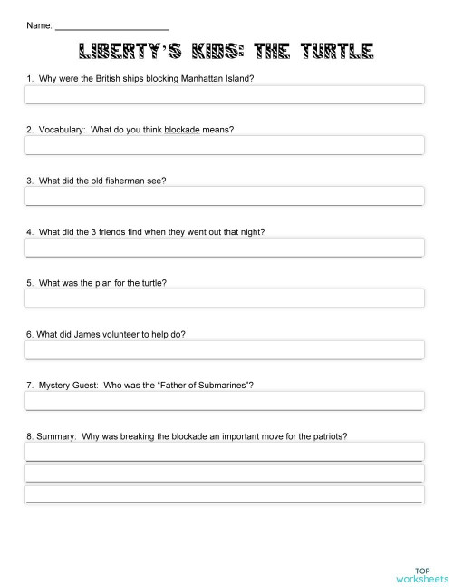 liberty s kids the turtle interactive worksheet topworksheets