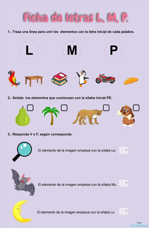Ficha Letra L, M y P Carolina Salas - Macarena Veas. Ficha interactiva