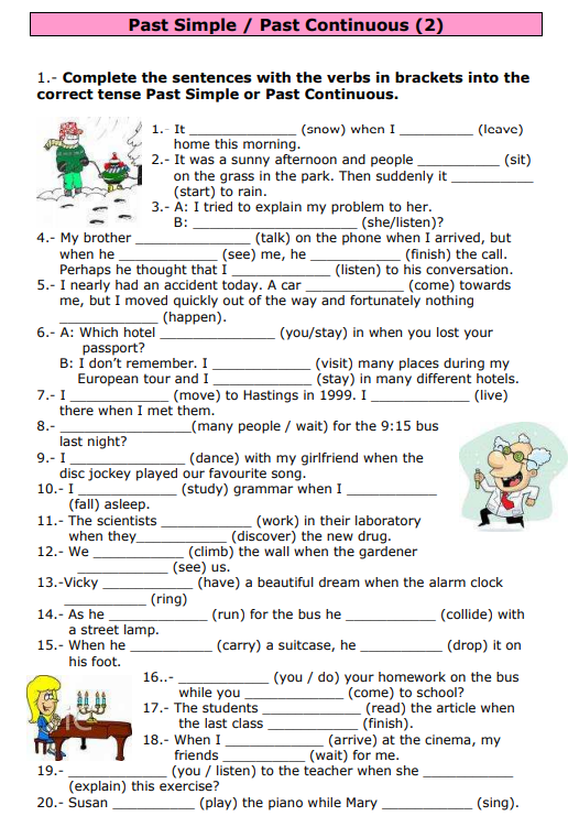 Past Progressive Interactive Worksheet 1000x1331