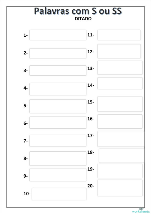 Palavras com s ou ss. Ficha interativa | TopWorksheets