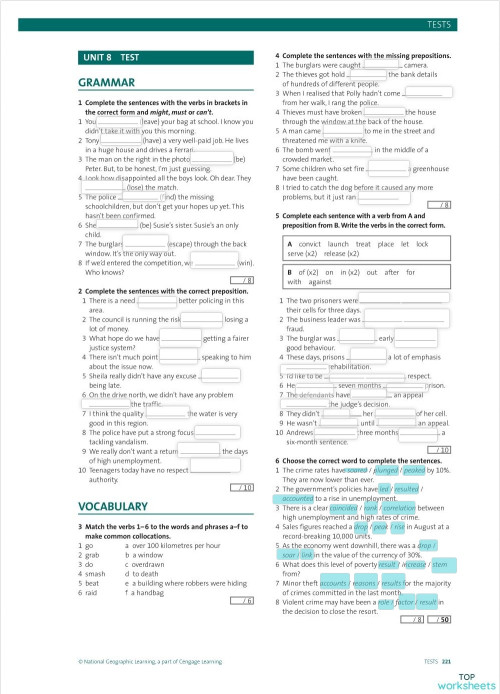 Unit 8 crime and punishment. Interactive worksheet | TopWorksheets