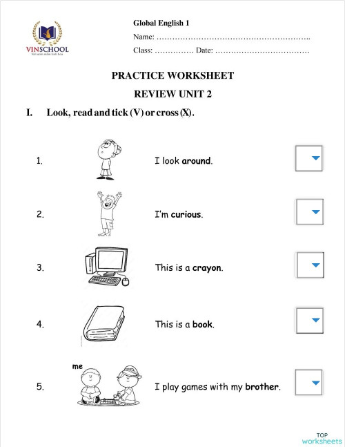 S1 - Practice Test - Review U1,2. Interactive Worksheet 