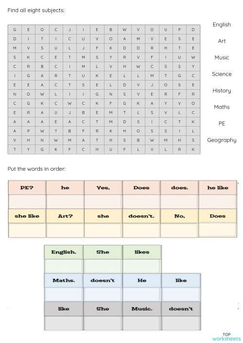 does he / she like...2. Interactive worksheet | TopWorksheets