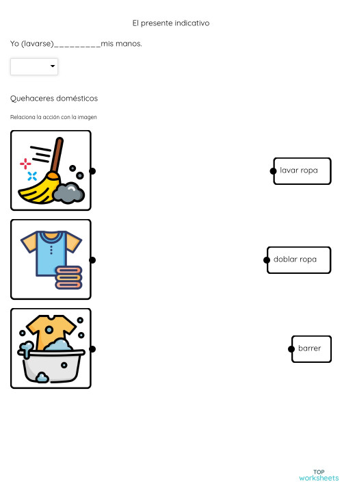 El presente indicativo. Ficha interactiva TopWorksheets