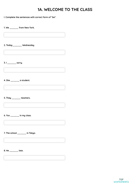 1A. TO THE CLASS. Interactive worksheet TopWorksheets