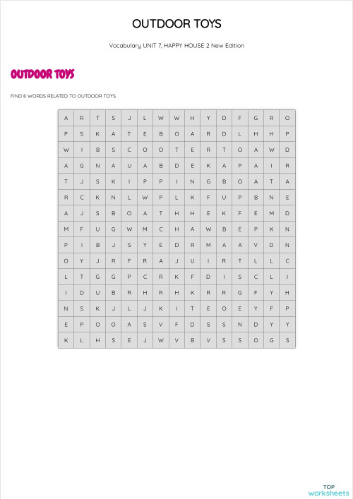 OUTDOOR TOYS. Interactive worksheet TopWorksheets