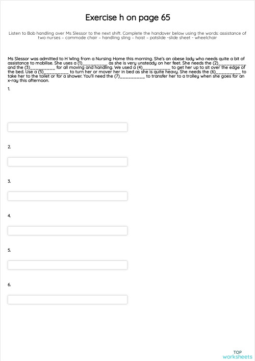 Exercise h on page 65. Interactive worksheet | TopWorksheets