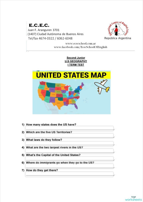 Test: Geography. Interactive worksheet | TopWorksheets