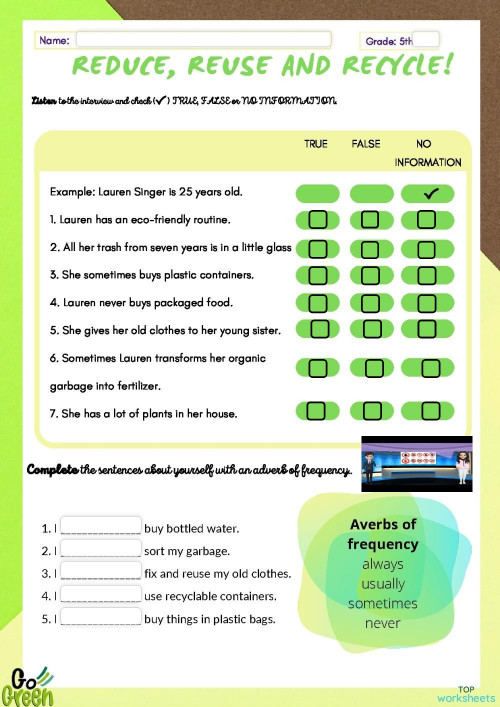 Exp 6 A2 activity 2 Reduce, Reuse and Recycle!. Interactive worksheet ...