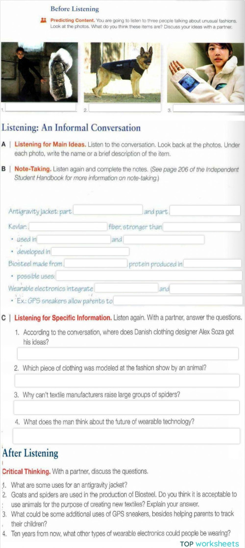 ALS1 unit3 listeningpage56-57. Interactive worksheet | TopWorksheets