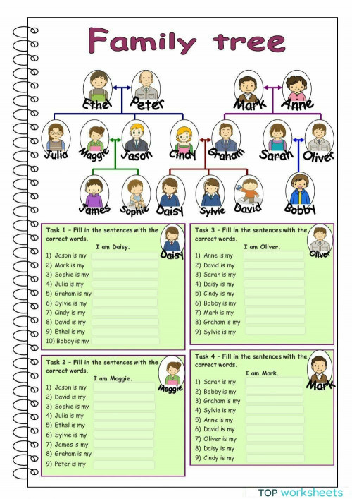 Family for elementary. Interactive worksheet | TopWorksheets