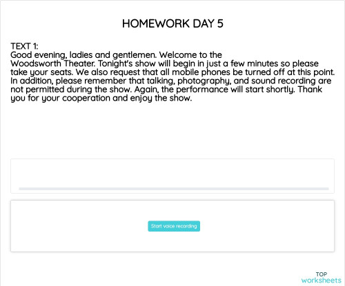 HOMEWORK DAY 5. Interactive worksheet | TopWorksheets