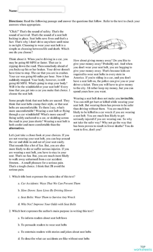 ENGLISH 8: READING COMPREHENSION PRACTICE. Interactive worksheet ...