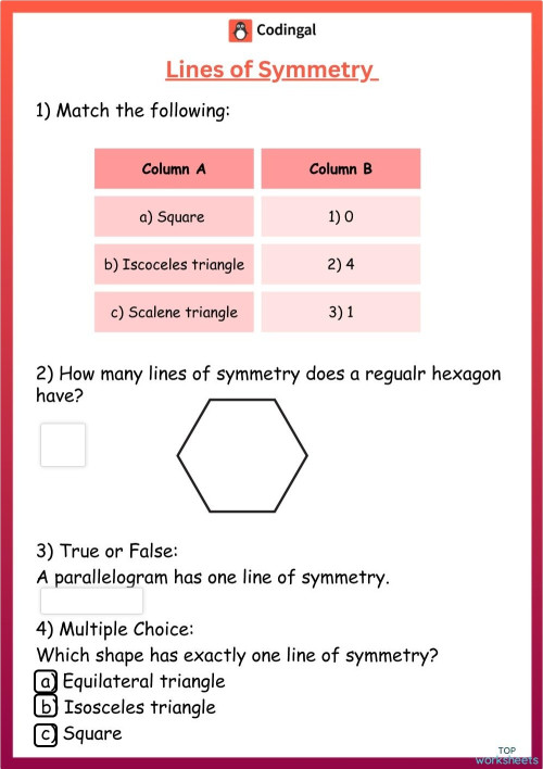 Symmetry: interactive worksheets and online exercises | TopWorksheets