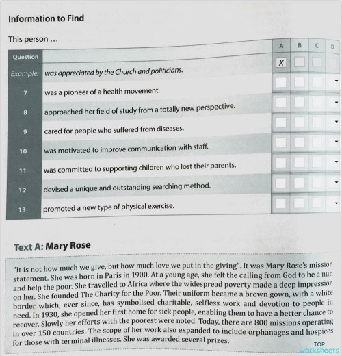 Reading and Writing Task 4. Interactive worksheet TopWorksheets