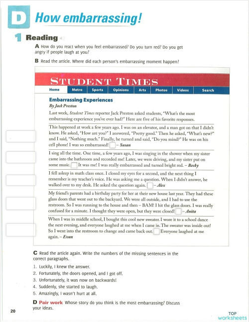 Unit 2 Reading Exercise Interactive Worksheet Topworksheets Unit 2 Reading Exercise Interactive Worksheet Topworksheets