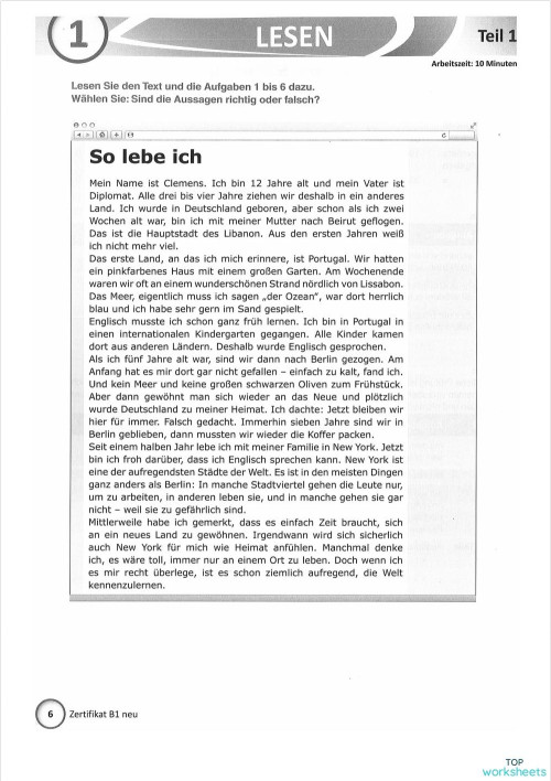 Lesen: interaktive Arbeitsblätter und Online-Übungen | TopWorksheets