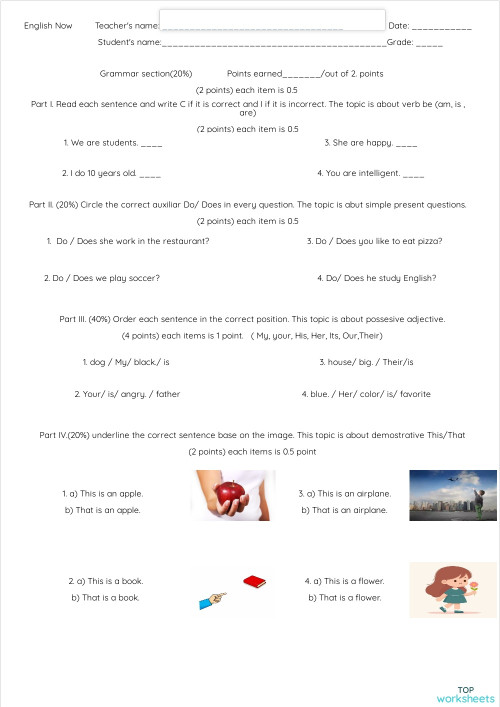 Basic quizz. Interactive worksheet | TopWorksheets