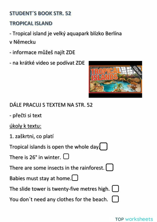 Tropical island. Interactive worksheet | TopWorksheets
