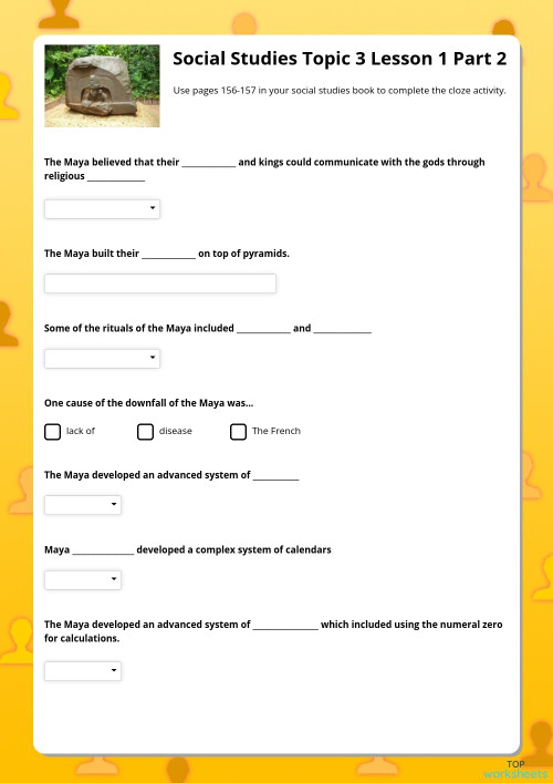 Social Studies Topic 3 Lesson 1 Part 2. Interactive worksheet TopWorksheets
