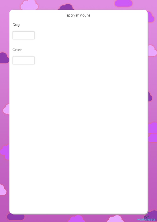 spanish nouns. Interactive worksheet | TopWorksheets