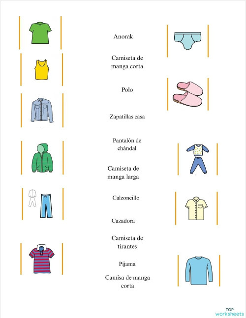 unir ropa 1. Ficha interactiva | TopWorksheets