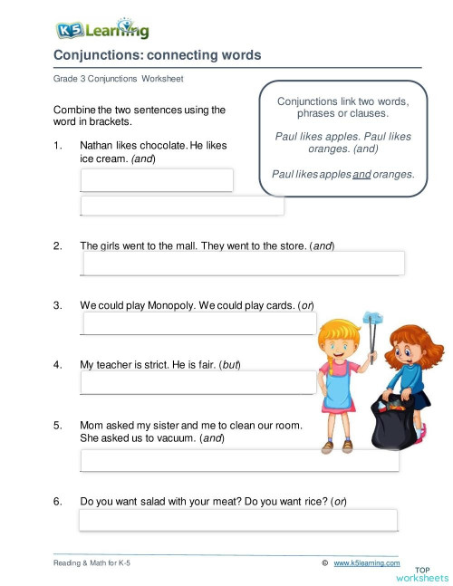 conjunctions interactive worksheet topworksheets