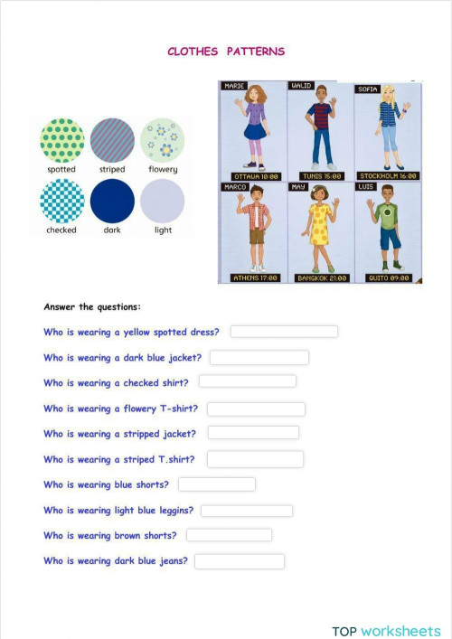 Clothes patterns. Interactive worksheet | TopWorksheets