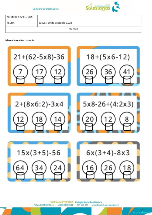 Ficha 8 - 19/1/23. Ficha interactiva | TopWorksheets