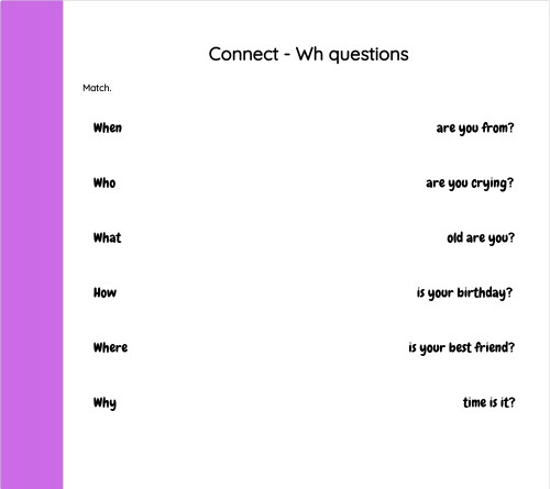 Connect - Wh questions. Interactive worksheet | TopWorksheets