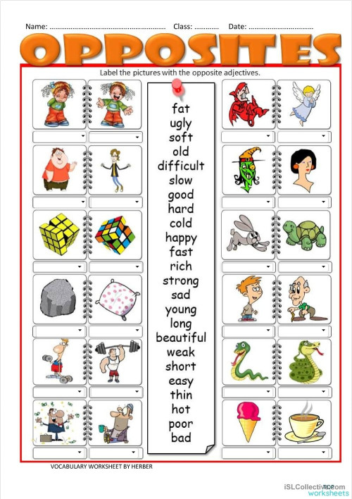 Opposite Adjectives 1. Interactive worksheet