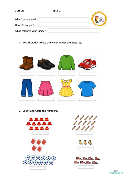 Junior Test 2. Interactive worksheet | TopWorksheets