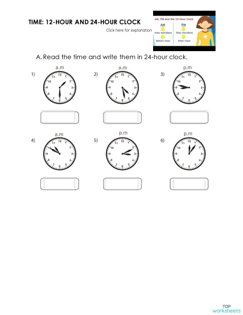 Time Worksheets 24 Hour