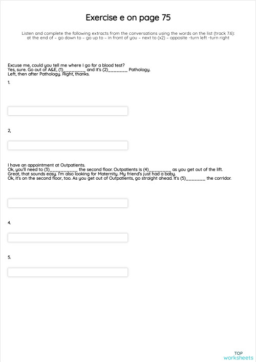 Exercise e on page 75. Interactive worksheet | TopWorksheets