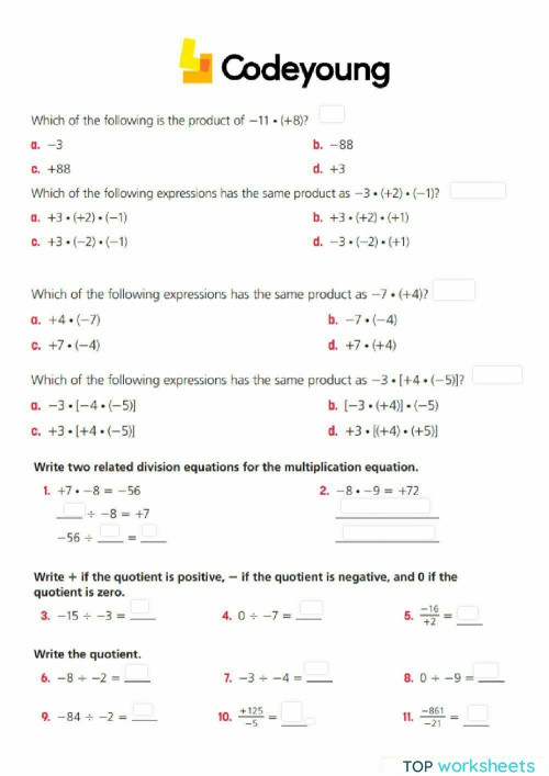 Applied Problems On Multiplication And Division Of Integers Application Applied Problems On Multiplication And Division Of Integers Application