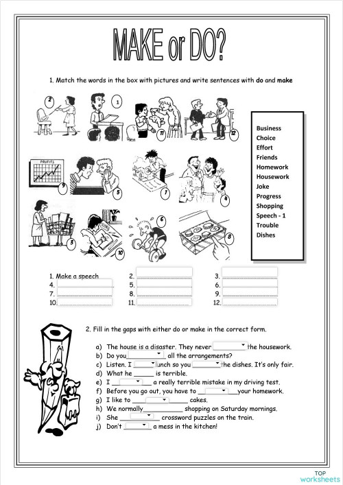 To Do or To Make activity. Interactive worksheet | TopWorksheets